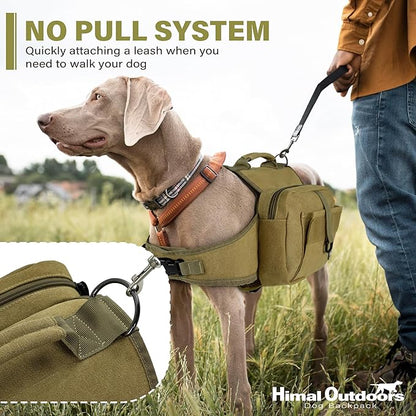 Himal Outdoors Dog Backpack &amp; Saddle Bag, Tactical Hiking Backpack for Large Dogs with Side Pockets &amp; Adjustable Strap