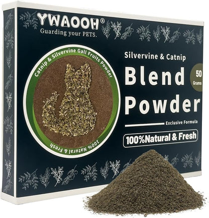 Catnip &amp; Silvervine Powder – 50g Blend of Silvervine Gall Fruit &amp; Catnip, Non-Addictive, for All Cat Ages, Multi-Use with Toys, Scratchers &amp; Protecting Furniture, with 5 Little Pouches