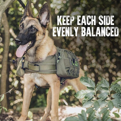 OneTigris Dog Backpack for Medium &amp; Large Dogs, Nylon Backpack for Dogs Tactical Pet Backpack with Side Pockets for Hiking Walking Training Running (Green, Large)