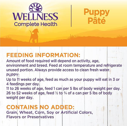 Wellness Complete Health Natural Wet Canned Puppy Food, Puppy Chicken &amp; Salmon 12.5-Ounce Can (Pack of 12)