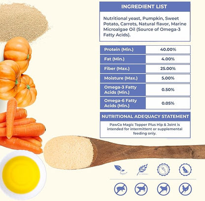 PawCo Magic Topper Hip &amp; Joint Support - Vegan Dog Topper with Omega-3, Grain-Free Meal Enhancer for Senior Dogs, 160g