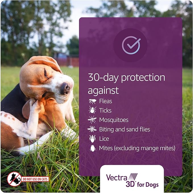Vectra 3D for Dogs Flea, Tick &amp; Mosquito Treatment &amp; Prevention for Medium Dogs (21 – 55 lbs) , 6 month supply