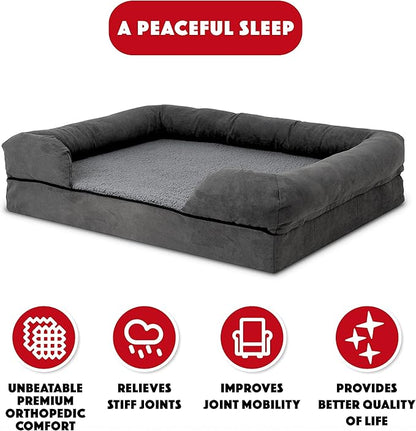 The Dog’s Bed, Large Grey Plush (no Logo), Memory Foam, Pain Relief: Arthritis, Hip &amp; Elbow Dysplasia, Post Surgery, Lameness, Supportive, Calming, Waterproof Washable Cover, Veterinary Approved