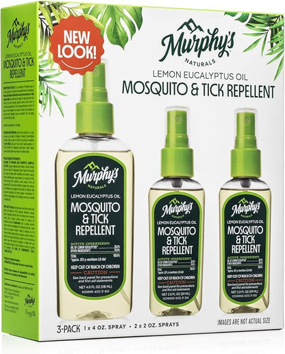 Murphy’s Naturals Mosquito &amp; Tick Repellent, Plant-Based DEET-Free Spray, Outdoor Essentials Kit 3-Pack, 1x4-ounce + 2x2-ounce Pumps, Limited Edition