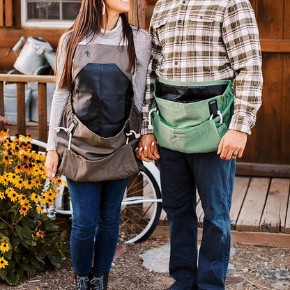 Roo Gardening Apron with Pockets &amp; Harvesting, Picking Pouch - Adjustable, Water-resistant, Washable Canvas Cotton