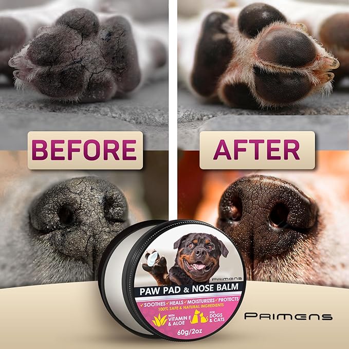 Dog Paw Balm for Dry Cracked Paws – Lick-Safe Moisturizer and Organic Paw Wax with Aloe &amp; Vitamin E – Hot Pavement and Winter Snow Protection – Nose Safe – for All Breeds