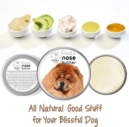 The Blissful Dog Chow Nose Butter for Dry, Cracked Skin, Lick-Safe Dog Nose Balm with Moisturizing Shea Butter, Almond, Olive, and Essential Oils, Pet Supplies, Uncented, 1 oz.