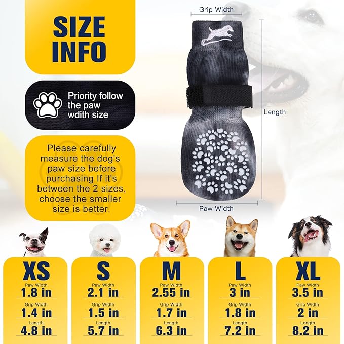 EXPAWLORER Anti Slip Dog Socks to Prevent Licking Paws, Dog Shoes for Hot Pavement, Dog Booties for Small Medium Large Senior Dogs, Traction Control Dog Boots &amp; Paw Protectors for Hardwood Floors