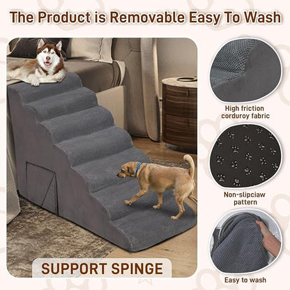 Dog Stairs &amp; Steps for High Beds 30-36 inches High Tall for Large Medium Dogs, LitaiL 30inch 7 Steps Pet Stairs/Steps for High Beds,llDogs, Non-Slip Dog Ramps for Small Dogs and Cats