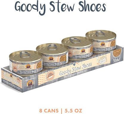 Weruva Classic Cat Stews!, Goody Stew Shoes with Chicken &amp; Salmon in Gravy, 5.5oz Can (Pack of 8)