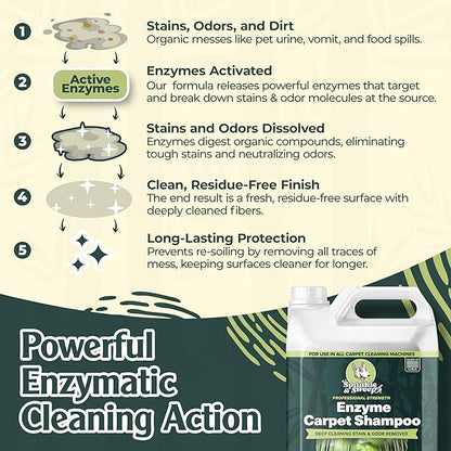 Sprinkle &amp; Sweep Enzyme Carpet Shampoo (64oz) - Carpet Cleaner Solution to Eliminate Tough Stains &amp; Neutralize Odors at the Source - Car, Furniture, Carpets &amp; Rug Cleaner - Use with All Machines