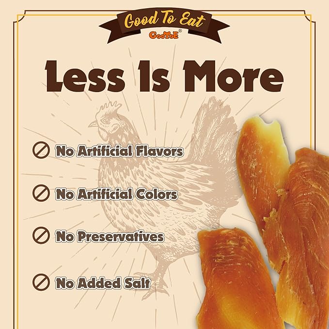 Gootoe Chicken Breast Jerky Dog Treats 1 lb, All Natural, Grain-Free, High-Protein, Low Fat, Healthy &amp; Easily Digestible