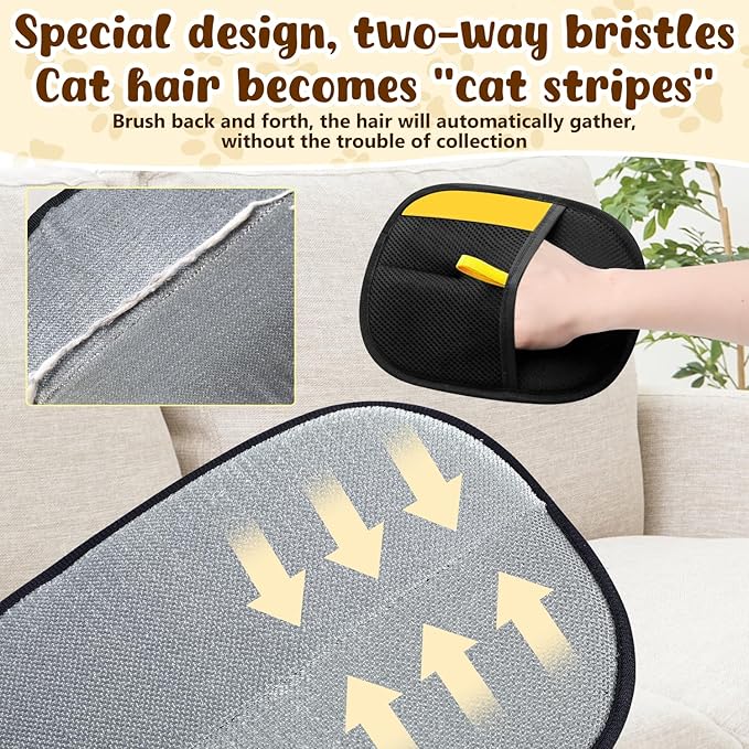 Pet Hair Removal Gloves, Pet Hair Remover Electrostatic Gloves for Cats &amp; Dogs, Washable and Reusable Cat Hair Remover for Cat Beds, Bed Sheets, Sofas, Clothes, Carpets, Curtains (2pcs)