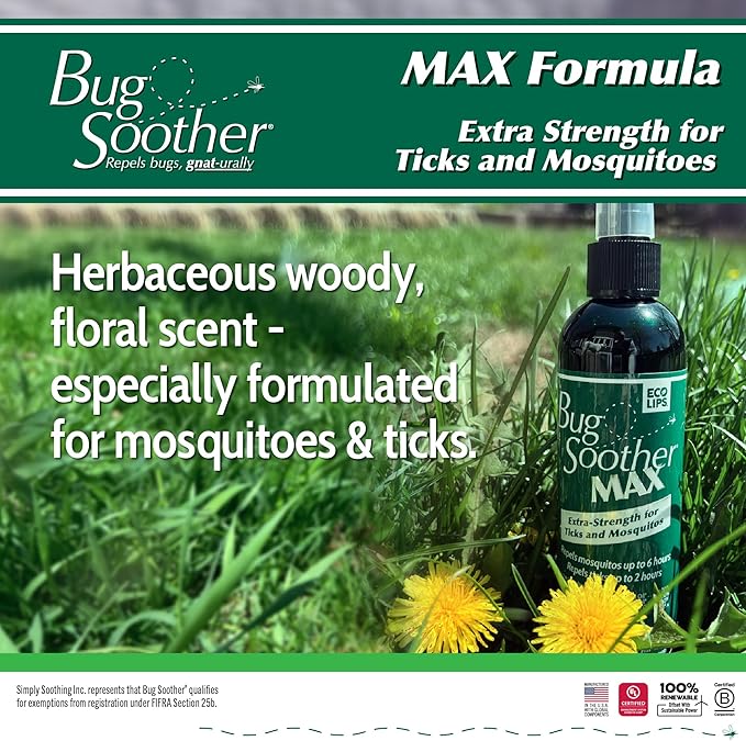 Bug Soother Max - Extra Strength Natural Gnat, Tick, and Mosquito Repellent, 4 fl oz Bug Spray Deterrent - DEET-Free - Safe for Adults &amp; The Environment - Made in USA