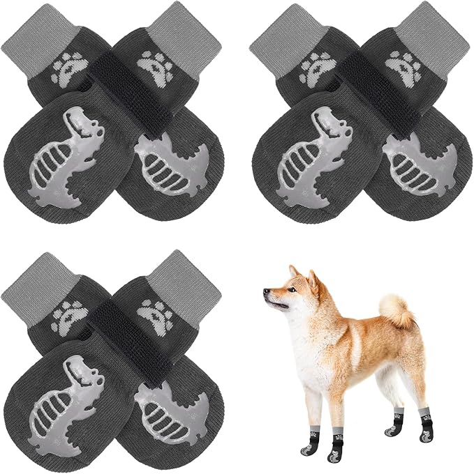 BEAUTYZOO Anti-Slip Dog Socks,Dog Shoes for Hot/Cold Pavement,Paw Protectors with Grips 3 Pairs for Puppy Small Medium Large Senior Old Dogs,Dog Socks to Prevent Licking &amp; Hardwood Floor Protection