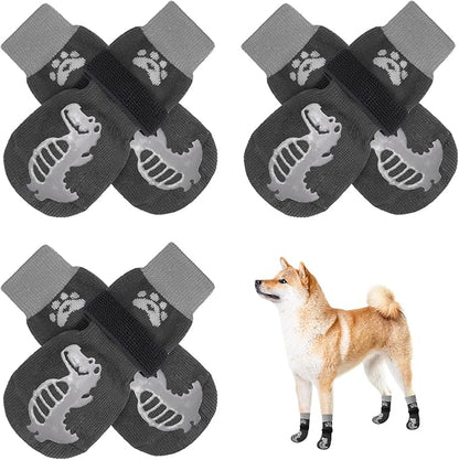BEAUTYZOO Anti-Slip Dog Socks,Dog Shoes for Hot/Cold Pavement,Paw Protectors with Grips 3 Pairs for Puppy Small Medium Large Senior Old Dogs,Dog Socks to Prevent Licking &amp; Hardwood Floor Protection