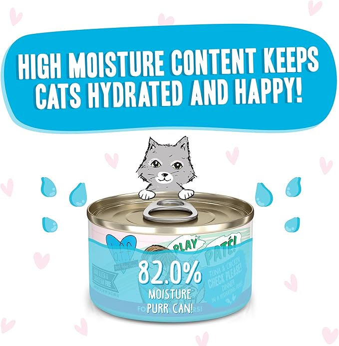 Weruva B.F.F. Play - Best Feline Friend Paté Lovers, Aw Yeah!, Tuna &amp; Chicken Check Please! with Tuna &amp; Chicken, 2.8oz Can (Pack of 12)