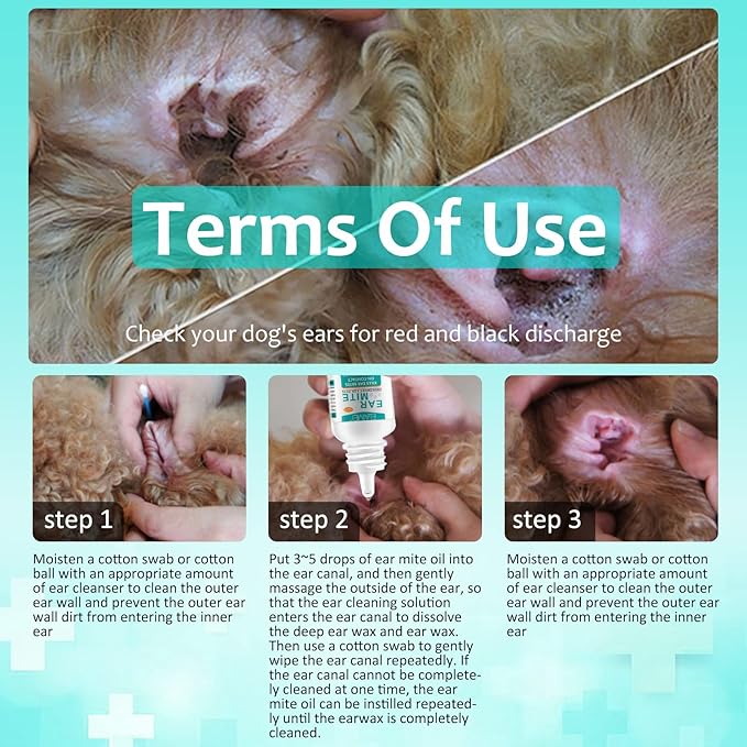 Ear Mite Treatment for Dogs, Dog Ear Infection Treatment, Ear Mite Treatment for Dog Yeast Infection, Alleviation Suffering from Ear Mites &amp; Itching and Odours Stinky Stuff for Dogs Ears