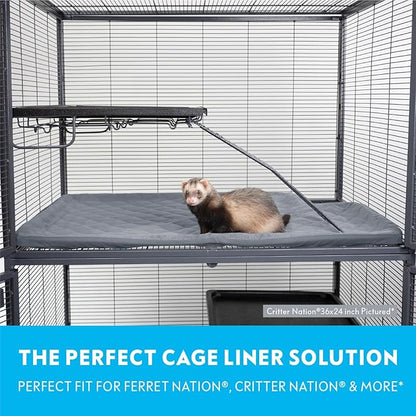Paw Inspired Fitted Fleece Liner for Ferret Nation, Critter Nation Cage for Ferrets, Rats, Chinchillas, Hedgehogs &amp; Other Small Animals (Gray, Top Pan Liner)