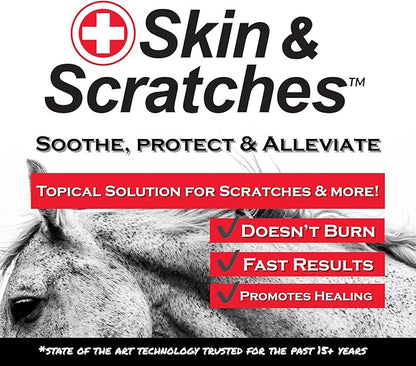 Show Out Skin &amp; Scratches 4 oz Concentrate - Fast Relief and Prevention for Horse Care. Use on Equine Scratches/Mud Fever, Girth Itch, Mange, Thrush, Rain Rot, Ringworm, etc w/Empty Spray Bottle