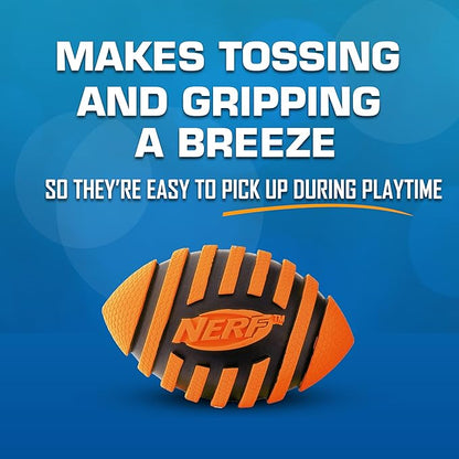 Nerf Dog Spiral Squeak Football Outdoor Dog Toy, 5 Inch Dog Football Squeaking Toy for Medium and Large Breeds, Orange