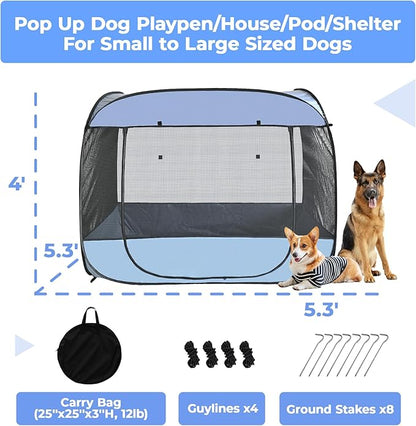 EighteenTek XLarge Popup Portable Dog Houses, 5.3&