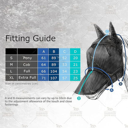Harrison Howard LumiVista Horse Fly Mask Standard with Ears UV Protection for Horse Paisley Wave L Full Size