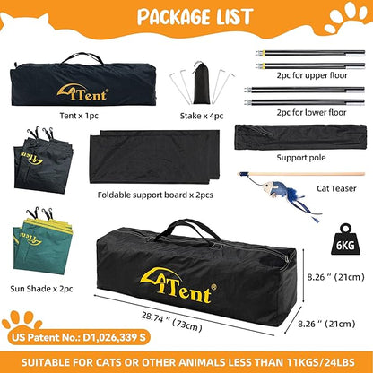 Extra Large Catio Outdoor Cat Enclosure,3 Tier Cat Tower Tent Weatherproof &amp; Sunproof with 3 Doors, Foladable and Portable for Patio, Deck,Camping, Indoor &amp; Outdoor(Patented)-Wave Shade