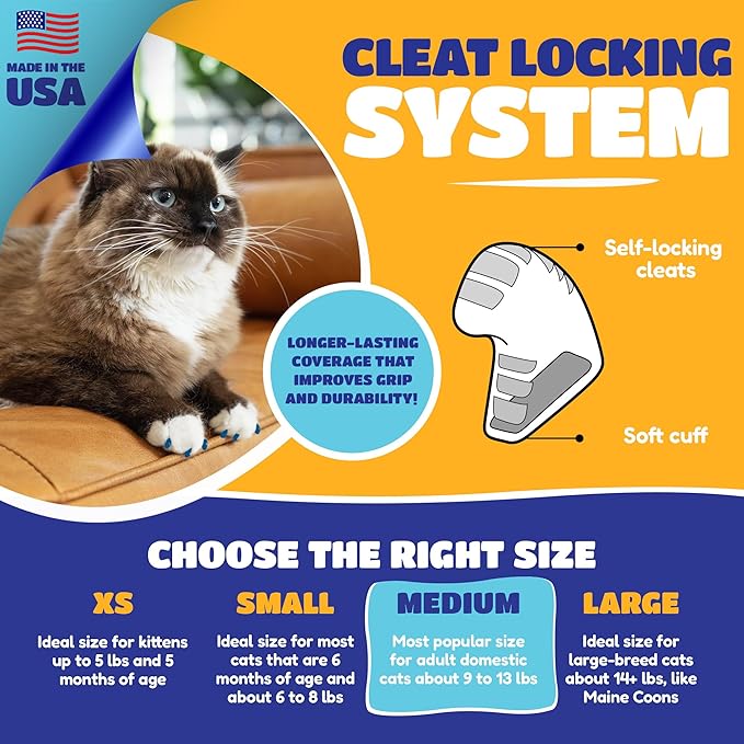 Soft Claws Cat Nail Caps for Large Cats – (40 Caps, The Games) - Made in USA - Veterinarian-Developed | Protects Furniture &amp; Skin - Easy to Apply, Long-Lasting Anti-Scratch Soft Cat Claw Covers