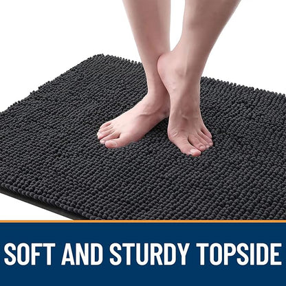 OLANLY Dog Door Mat Set 2-Piece 36x24, Absorbs Moisture and Dirt, Absorbent Non-Slip Washable Doormat, Quick Dry Chenille Mud Mat for Dogs, Entry Indoor Entryway Carpet for Inside Floor, Dark Grey