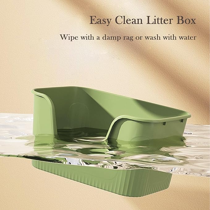 Vealind Extra Large Litter Box with High Sides, XL Litter Boxes for Big Cats, High Sided Litter Pan, Leak-Proof &amp; Anti-Splashing, Easy Clean &amp; Durable (25” * 17” * 13” Green)