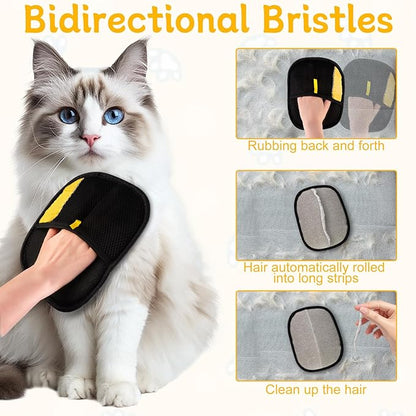 3 PCS Pet Hair Remover Electrostatic Gloves, Electrostatic Gloves Pet Hair, Reusable Pet Hair Removal Glove for Cats &amp; Dogs, Premium Cat &amp; Dog Hair Remover Mitt for Couch Furniture Carpet Car Seat