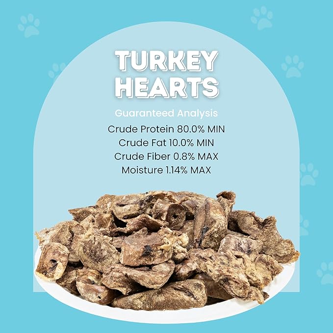 hotspot pets Freeze Dried Turkey Hearts Treats for Cats &amp; Dogs -Made in USA, 1lb Big Bag, Single Ingredient All Natural Grain-Free Turkey Heart - Great for Training, As a Topper or Snack