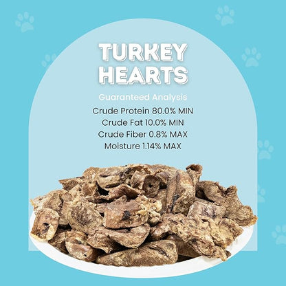 hotspot pets Freeze Dried Turkey Hearts Treats for Cats &amp; Dogs -Made in USA, 1lb Big Bag, Single Ingredient All Natural Grain-Free Turkey Heart - Great for Training, As a Topper or Snack