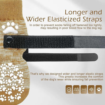 EXPAWLORER Anti Slip Dog Socks to Prevent Licking Paws, Dog Shoes for Hot Pavement, Dog Booties for Small Medium Large Senior Dogs, Traction Control Boots &amp; Paw Protectors for Hardwood Floors