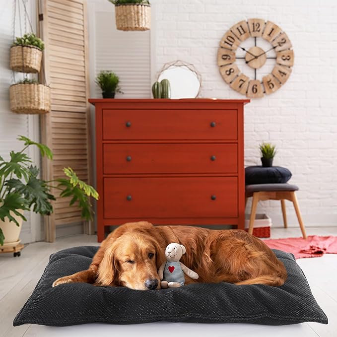 MABOZOO Chew Proof Indestructible Dog Beds for Aggressive Chewers,Durable Dog Crate Pad,Washable Tough Pet Mats for Kennel,Black,Small 17x23 in