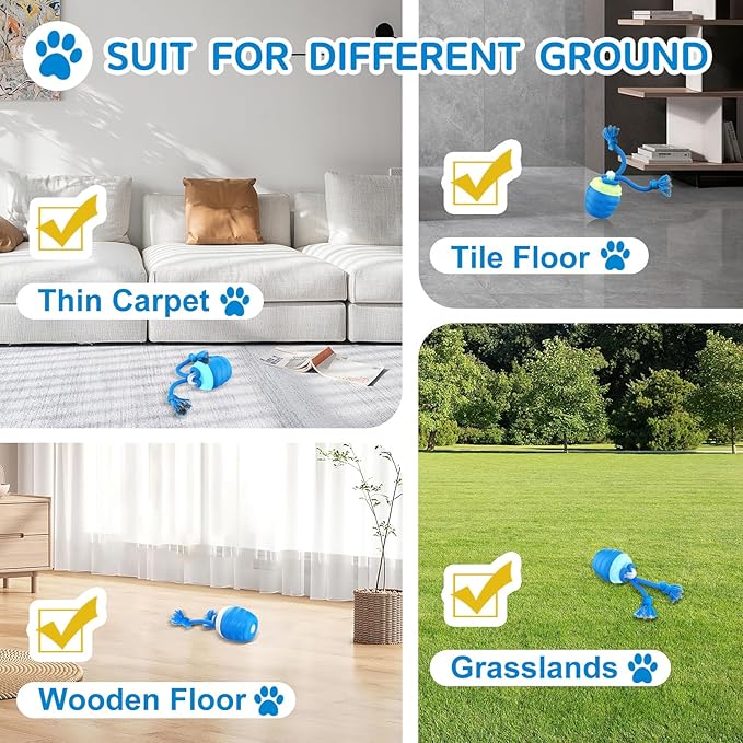 Interactive Dog Toys - [2025 Newly Upgraded] Motion Activated Ball for Small/Medium/Large Dogs, Automatic Moving Dog Toy Wicked Ball for Boredom &amp; Training, Music, USB Rechargeable (Blue)