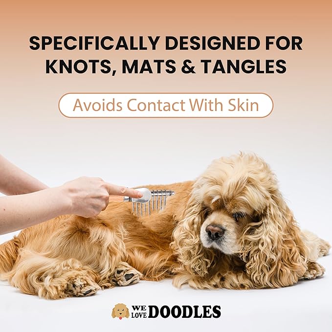 We Love Doodles Pet Dematting Comb and Pet Dematting Brush &amp; Rake (Bundle) - Deshedding Undercoat Rake and Detangler Brush For Dogs, Comb Tool For Grooming, for Detangling Thinning and Shedding