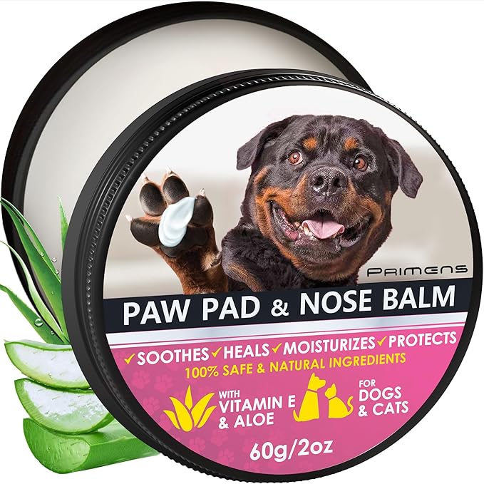 Dog Paw Balm for Dry Cracked Paws – Lick-Safe Moisturizer and Organic Paw Wax with Aloe &amp; Vitamin E – Hot Pavement and Winter Snow Protection – Nose Safe – for All Breeds