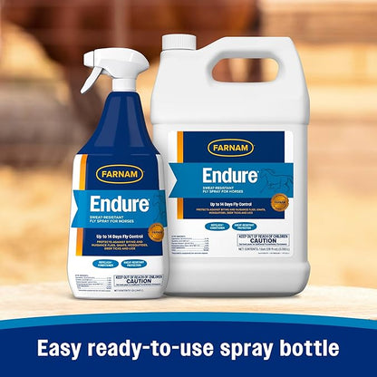 Farnam Endure Sweat-Resistant Fly Spray for Horses, Lasts Up to 14 Days, Protects Against Flies, Gnats, Mosquitoes, Ticks &amp; Lice, 32 oz.