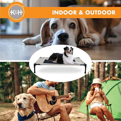 K&amp;H Pet Products Outdoor Elevated Dog Cot, Breathable Cooling Elevated Cot Hammock Pet Bed for Large Dogs, Washable Mesh Cover, Raised Metal Frame, Collapsible, Portable - Large 42 X 30in Taupe