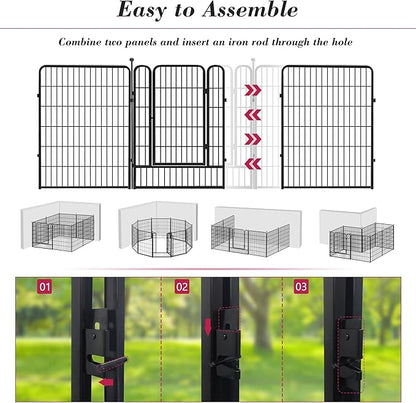 Dog Playpen 40 inch 8 Panels Dog Fence Outdoor for Yard, Indoor Dog Pen for Large/Medium/Small Dogs, Heavy Duty Puppy Playpen with Door Portable Pet Fence for RV Camping