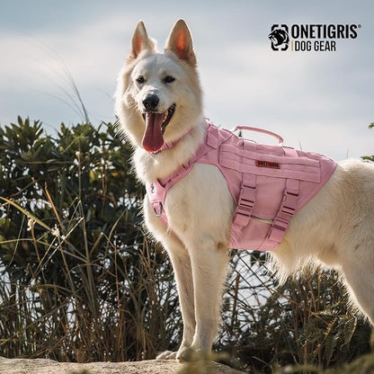 OneTigris Tactical Dog Harness for Small Dogs, No Pull Small Dog Vest Harness with Handles Breathable Military Dogs Molle Vest, Harness for Walking Hiking Training