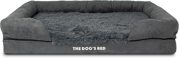 The Dog’s Bed, XL Grey Fur 43.5x34,Memory Foam, Pain Relief: Arthritis, Hip &amp; Elbow Dysplasia, Post Surgery, Lameness, Supportive, Calming, Waterproof Washable Cover, Veterinary Approved