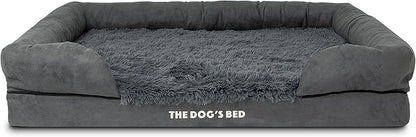 The Dog’s Bed, XL Grey Fur 43.5x34,Memory Foam, Pain Relief: Arthritis, Hip &amp; Elbow Dysplasia, Post Surgery, Lameness, Supportive, Calming, Waterproof Washable Cover, Veterinary Approved