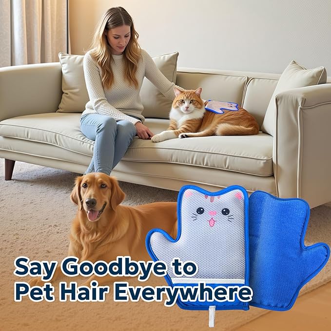 Pet Hair Removal Glove - Electrostatic Gloves for Pet Hair, Portable &amp; Reusable Dog &amp; Cat Fur Remover Tool for Couch, Clothes, Furniture, Carpet, and Car Seats,1 PCS