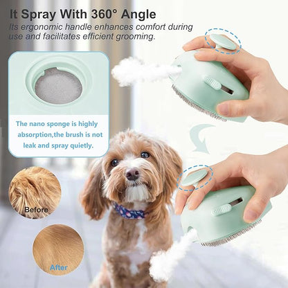Cat Steam Brush for Shedding,Self Cleaning Cat Brush with Steam,Rechargeable Pet Steam Brush,Mist Brush Comb for Indoor Cats,Cat Hair Brush,Steamy Cat Brush for Short&amp;Long Haired Pets.(Green)