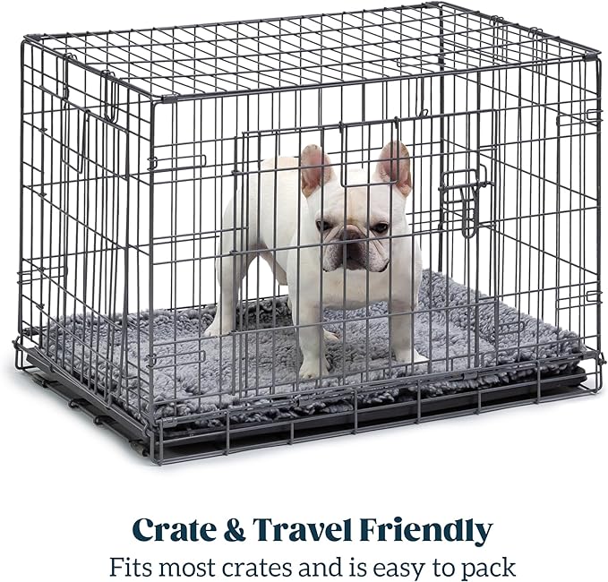 Stoutwool Indestructible Dog Bed - Fluffy Chew Proof Dog Crate Pad - Tough Kennel Pad for Aggressive Chewers - Washable, Ideal for Large Breeds &amp; Fits 42-Inch Crate - 41"x27", Charcoal