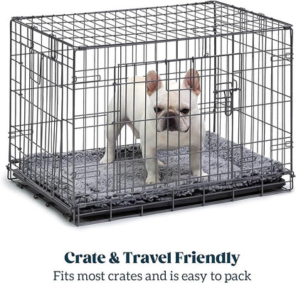 Stoutwool Indestructible Dog Bed - Fluffy Chew Proof Dog Crate Pad - Tough Kennel Pad for Aggressive Chewers - Washable, Ideal for Medium Breeds &amp; Fits 30-Inch Crate - 29"x18", Charcoal