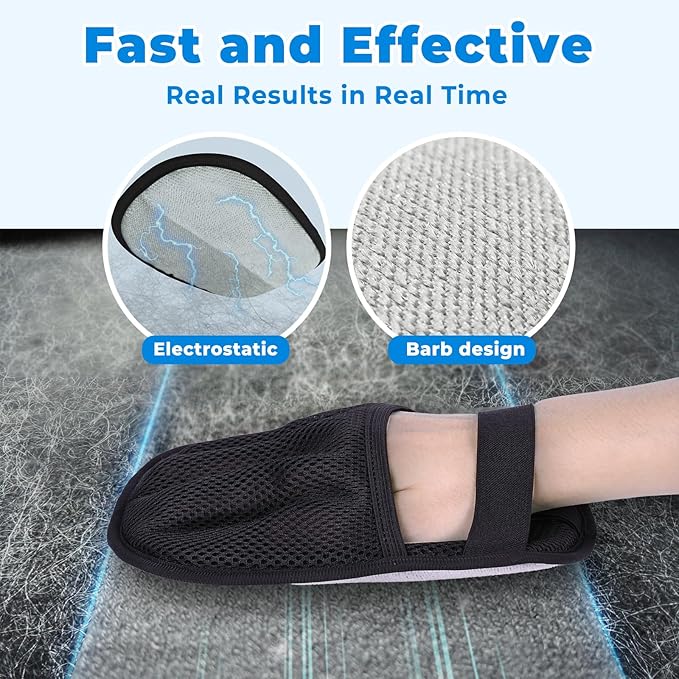 2Pcs Pet Hair Removal Gloves Kit (2 Sizes) for Dogs &amp; Cats, 2025 Newly Upgraded Five-Finger Electrostatic Pet Hair Gloves, Reusable Pet Hair Remover Tools for Clothing, Carpet, Sofa Gaps, Car Seat